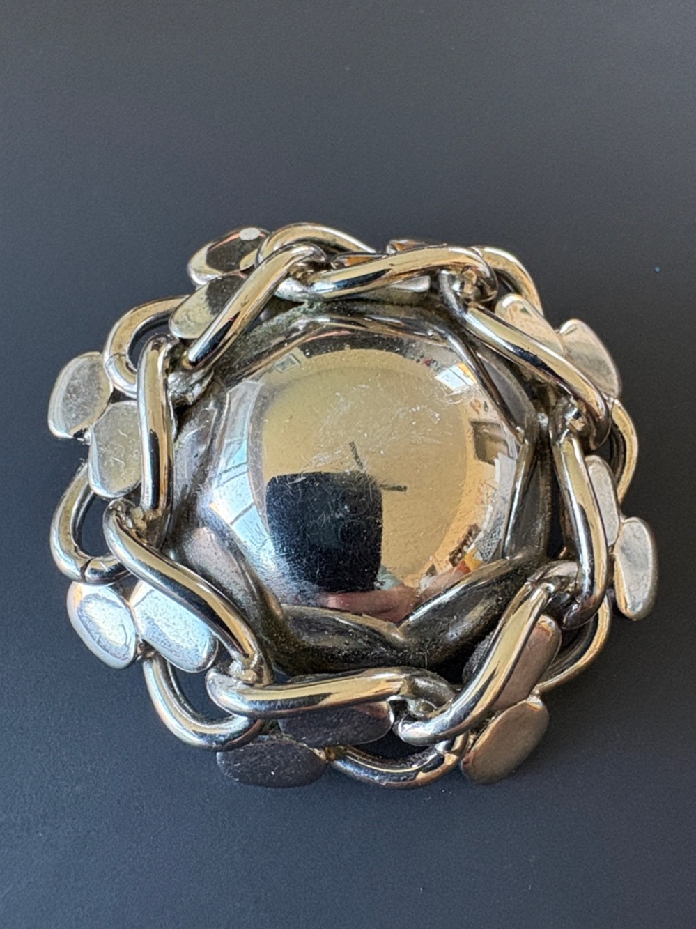 Silver-Tone Braided Dome Brooch - Women Jewelry